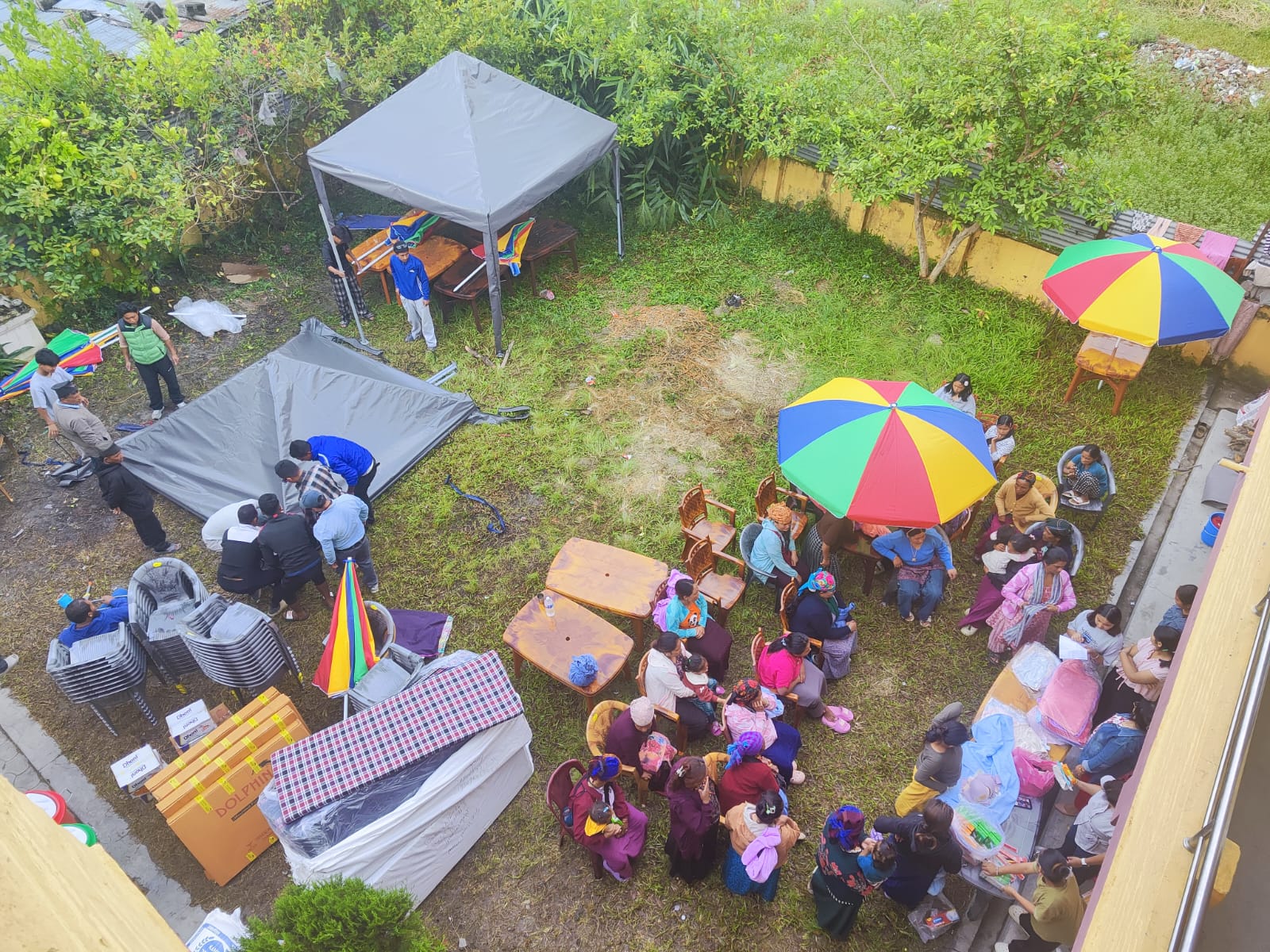 Distribution of Daily used essentials to flood victims evacuated from Haku Besi of Rasuwa sheltered at Sundarijal, Kathmandu.