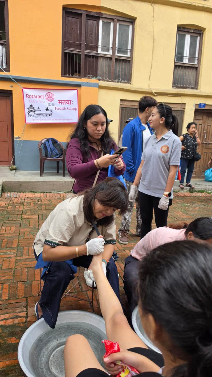 Foot Massage and first aid support to pilgrims in Mataya Procession